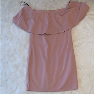 Pink strapless mini dress